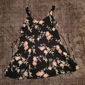 Black and floral print mini dress